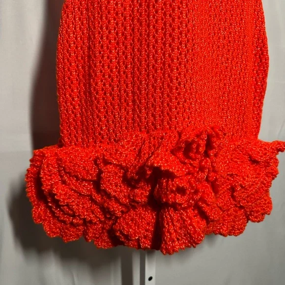 Hanifa Mini Iggy Vibrant Orange Crochet Dress Medium - Picture 5 of 14